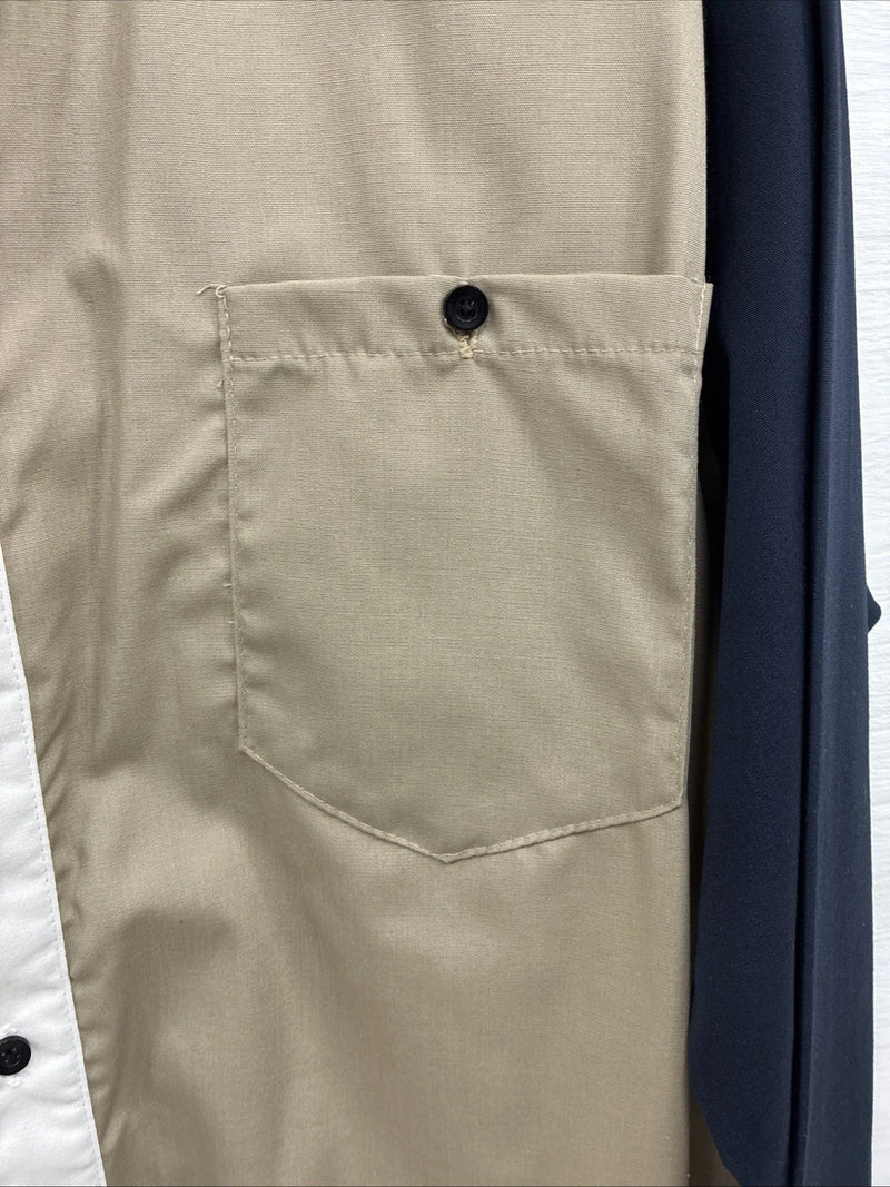 New Men’s Cowboy Threads Tan Blue White Long Sleeve Button Up Large AA-31