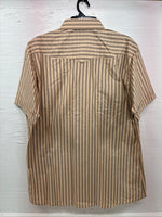 New Men’s White Horse Yellow Black Stripe Short Sleeve Pearl Snap XL T-10