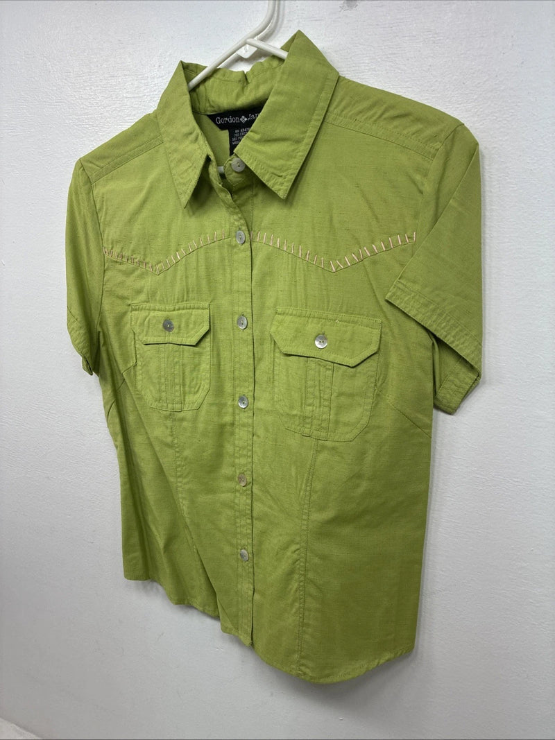 New Women’s Gordon James Green Short Sleeve Button Up Medium KK-19