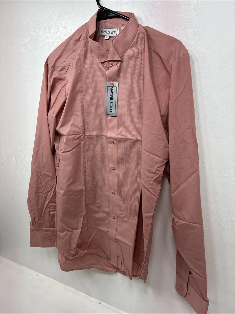 New Wayne Scott Pink Long Sleeve Button Up English Shirt Large MM-45