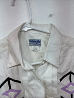 New Women’s Wrangler White Designed Long Sleeve Button Up Small TT-2