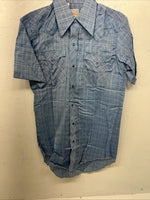 New Men’s Blue Karman Short Sleeve Pearl Snap Shirt. 15 M P-79