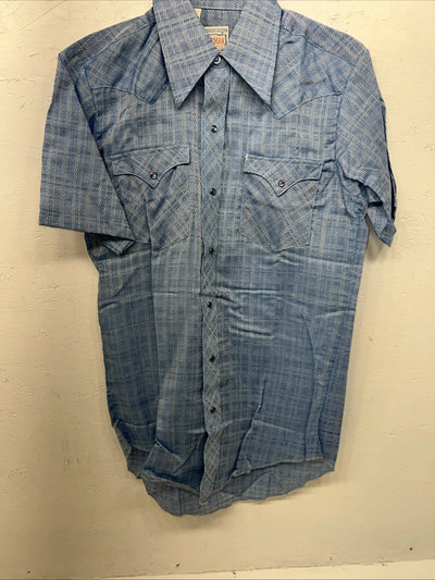 New Men’s Blue Karman Short Sleeve Pearl Snap Shirt. 15 M P-79
