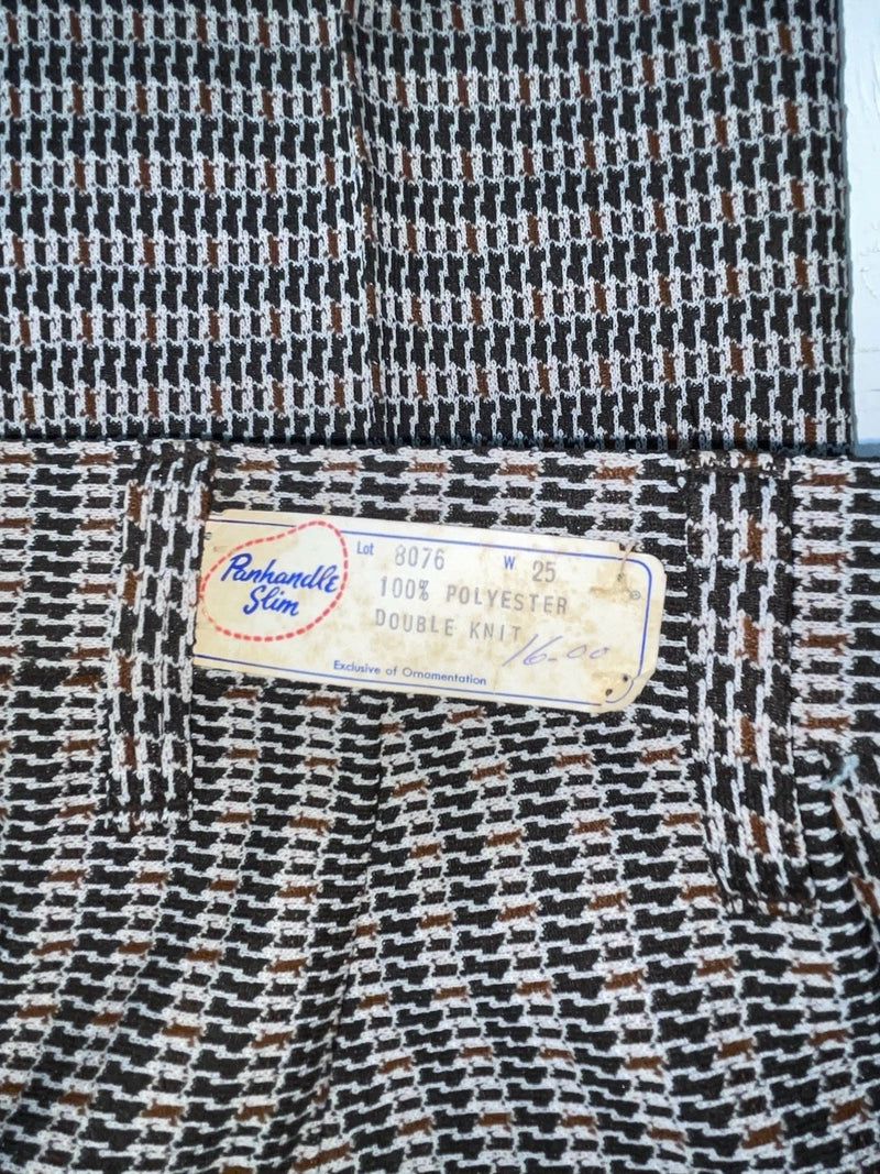 New Vintage Black Striped Panhandle Slim Polyester Pants #8076 OO-93