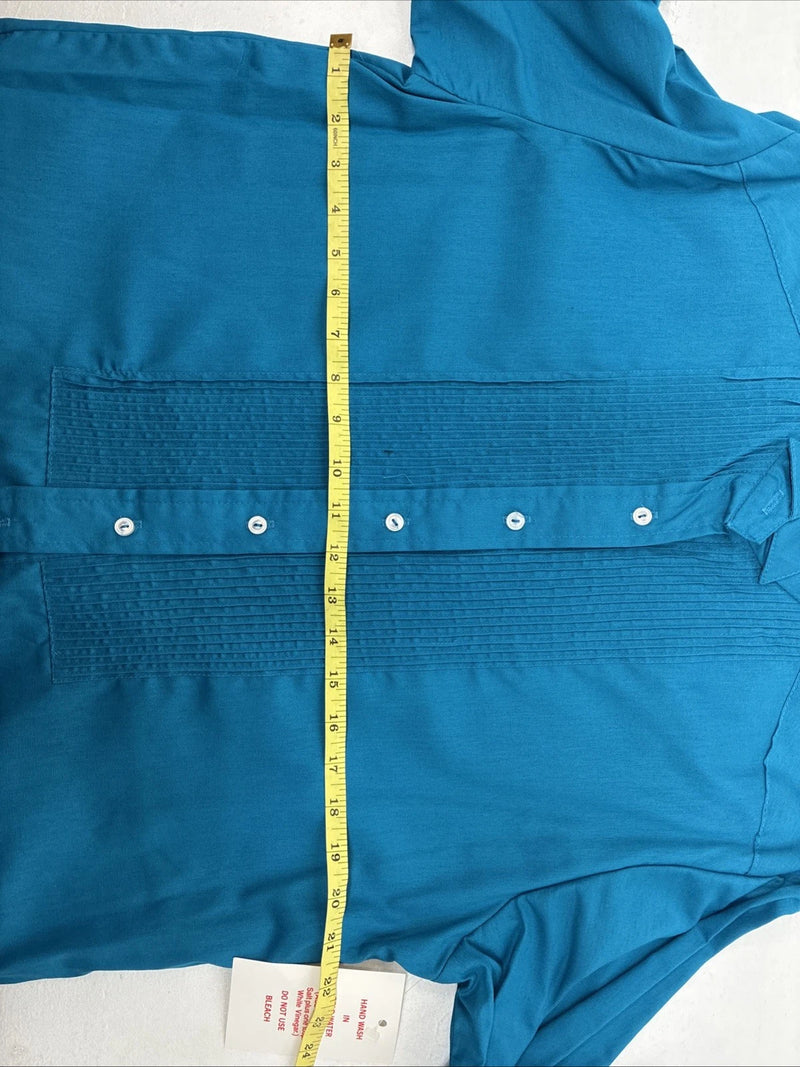New Western Collection Blue Long Sleeve Button Up English Shirt Size 16 II-34