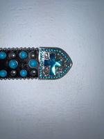 New Black Genuine Leather Blazin Roxx Blue Bling Cross S Belt #N3520401 Z-54
