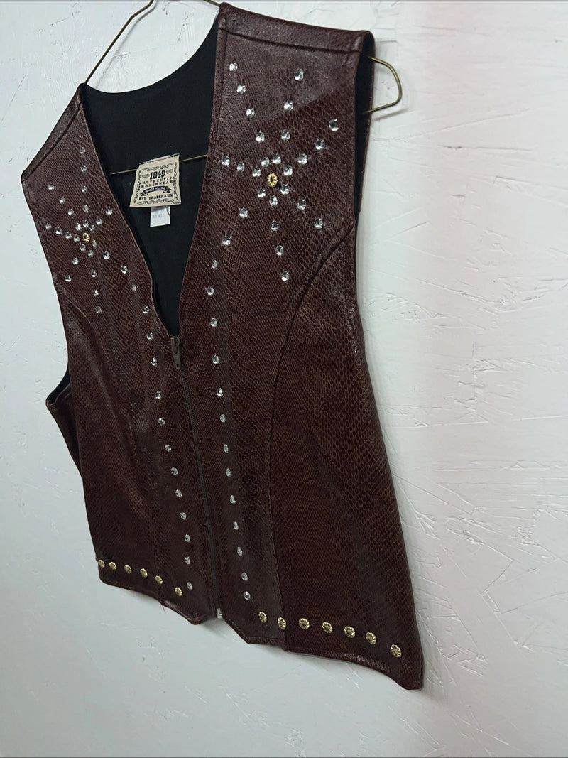 New Women’s 1849 Authentic Ranchwear Brown Snakeskin Show Vest Medium H-604