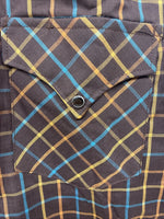New Men’s LEE Brown Plaid Long Sleeve Pearl Snap 14.5 Small M-55