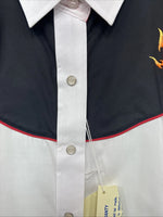 New Women’s Country Charmers Flame Designed Long Sleeve Pearl Snap 2XL GG-54