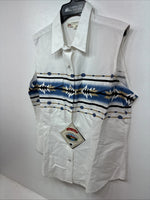 New Women’s Cumberland White Designed Short Sleeve Pearl Snap Medium LL-76