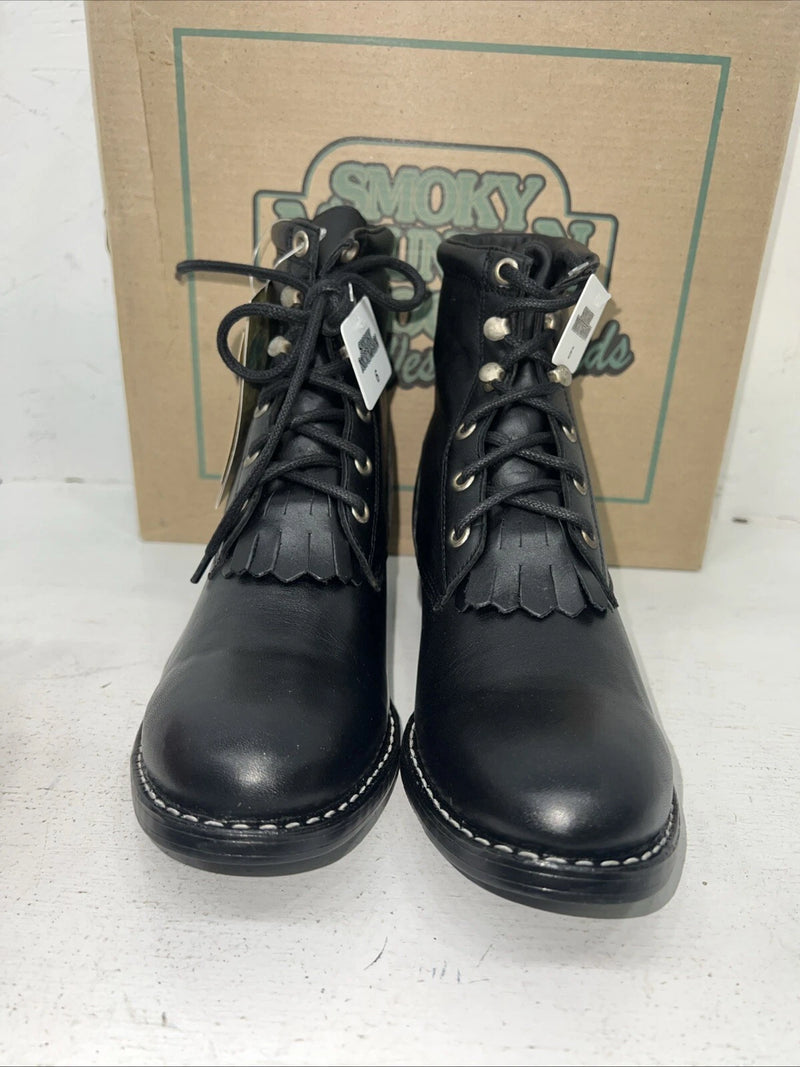 New Women’s Black Lace Up Cowboy Smoky Mountain Boots. 3009Y 6. 20-121