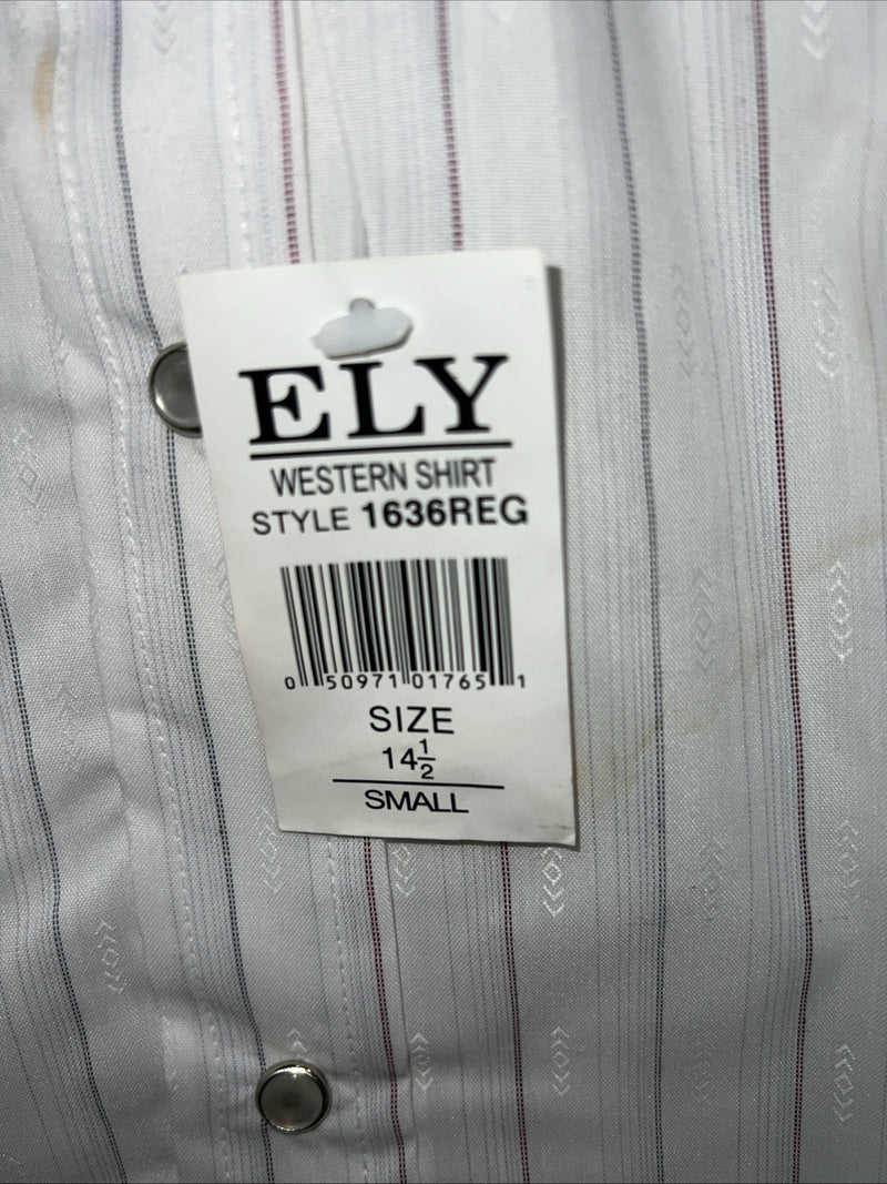 New Men’s White Pearl Snap ELY Cattleman Short Sleeve Western Shirt. Small A-172