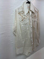 New Men’s Karman Yellow Embroidered Long Sleeve Pearl Snap 15 Medium M-88