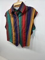 New Women’s Cowboy Threads Stripe Sleeveless Button Up Size Small TT-81