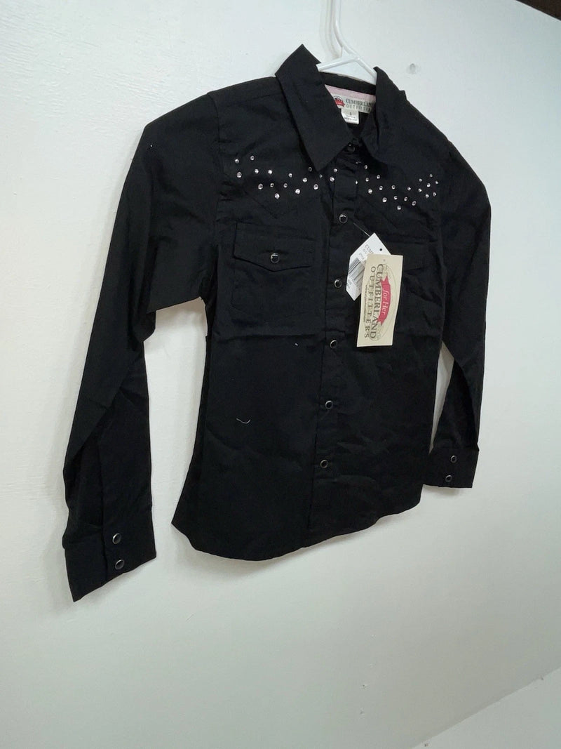 New Women’s Black Cumberland Outfitters Long Sleeve Button Up Shirt S 3B-109