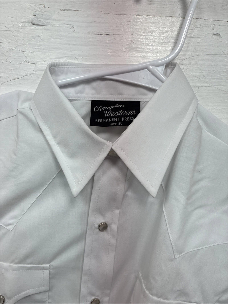 New Boys Champion Western White Long Sleeve Pearl Snap 16 CC-79