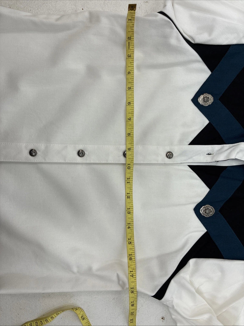New Women’s Roughrider Blue Black White Long Sleeve Button Up Small YY-72
