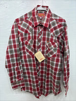 New Men’s ELY Plains Red Plaid Long Sleeve Pearl Snap 16.5 X 34 Large CC-71