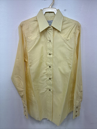 New Girls H Bar C Yellow Stripe Long Sleeve Pearl Snap Size 30 DD-125