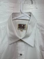 New Boys ELY Cattleman White Long Sleeve Pearl Snap Size 14 AA-41