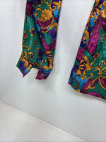 New Women’s Multicolor Designed Long Sleeve Zip Up Shirt Medium TT-62