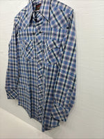 Me end Champion Westerns Purple Plaid Long Sleeve Pearl Snap 14.5 Small R-35