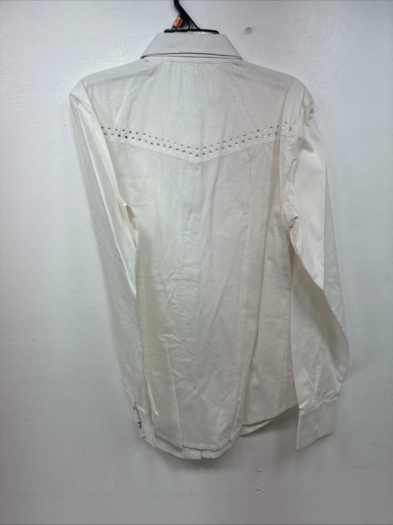 New Women’s Cumberland White Gem Long Sleeve Pearl Snap Medium LL-8
