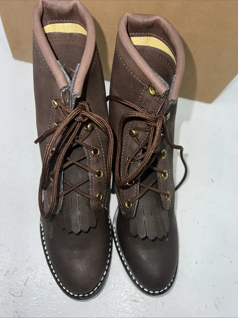 New Children’s Brown Lace Up Bronco Boots. C1361 11 D.24-88