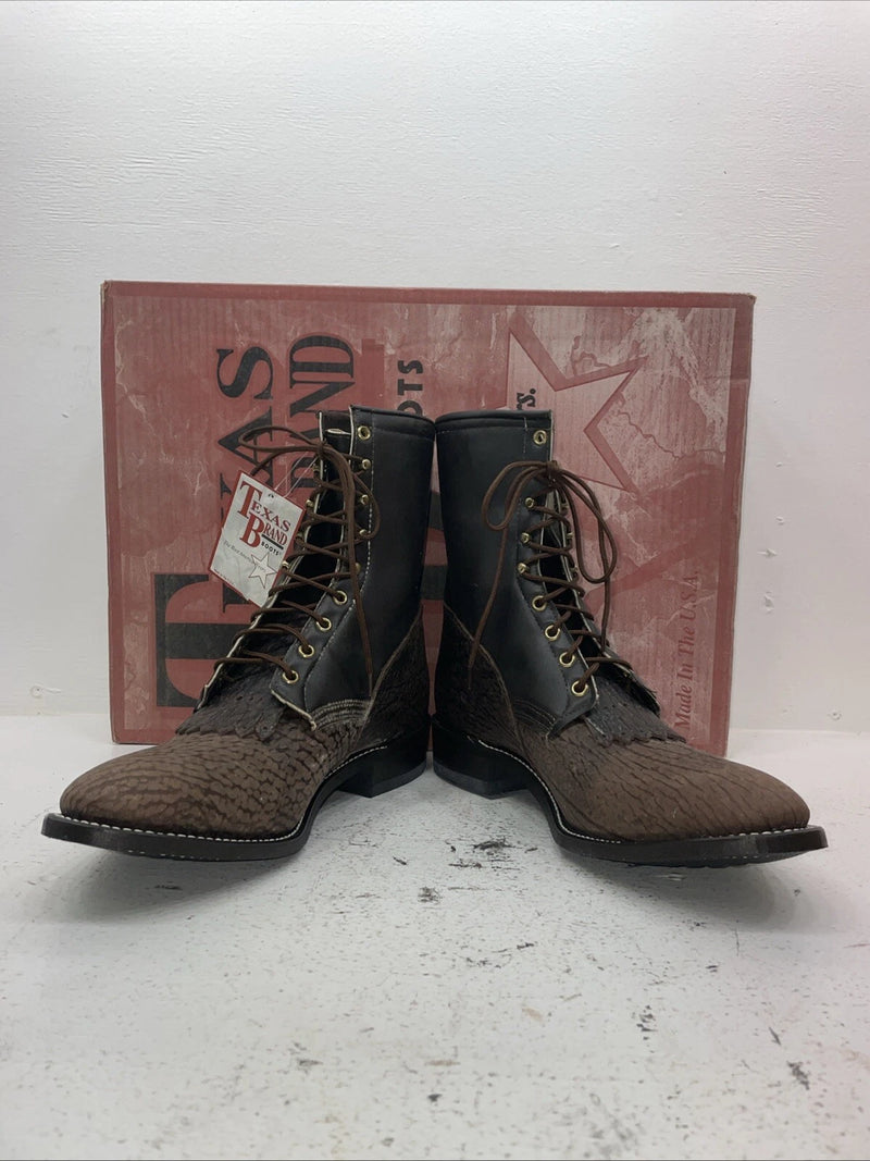 New Men’s Brown Lace Up Texas Brand Cowboy Boots. 36760 12 D. 10-55