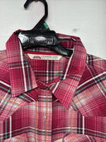 New Women’s Cumberland Pink Plaid Long Sleeve Pearl Snap XL II-14