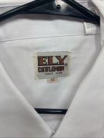 New Men’s ELY Cattleman White Short Sleeve Pearl Snap 18 2XL F-57