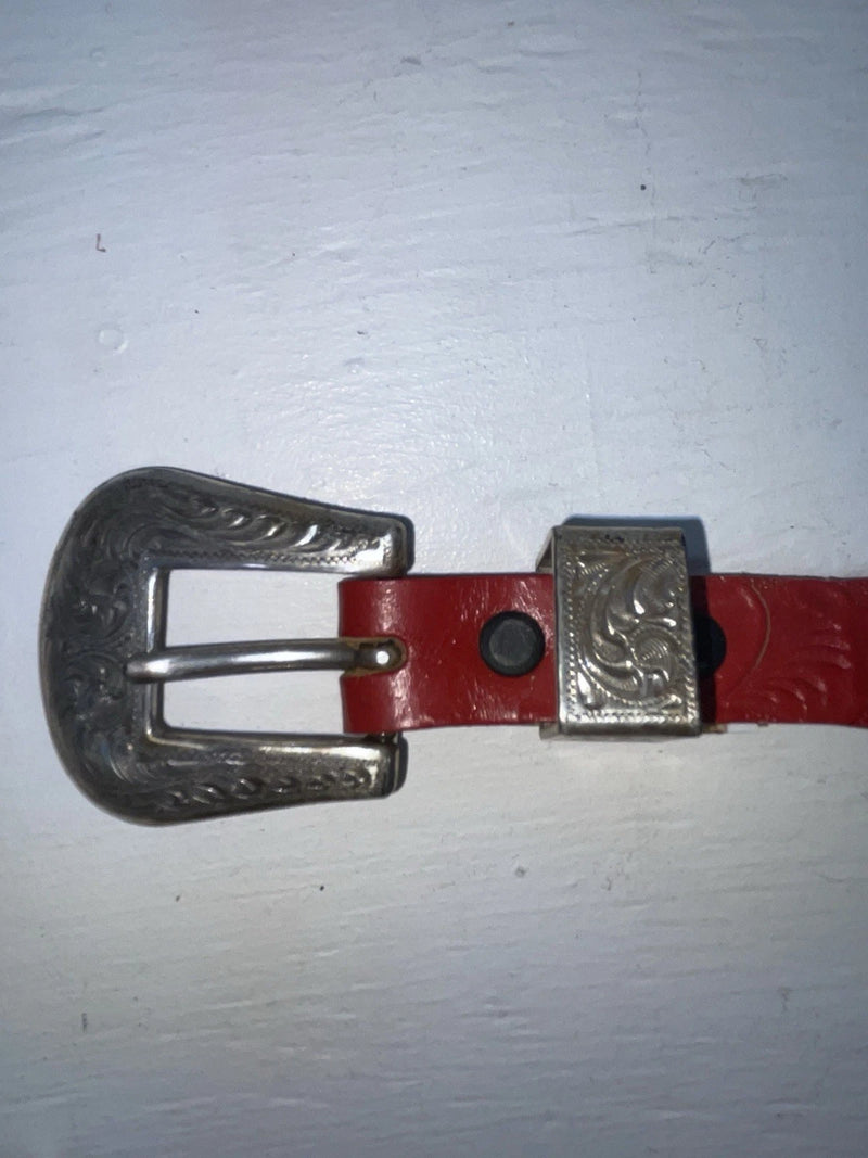New Red Genuine Leather Wrangler Tooled 28” Belt #4151 JJ-112