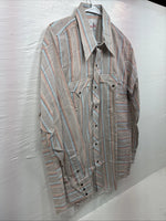 New Men’s Tem Tex Multicolor Stripe Long Sleeve Pearl Snap 16.5 X 34 Large R-18