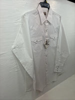 New Men’s ELY Cattleman White Long Sleeve Pearl Snap 16.5 X 34 Large V-116