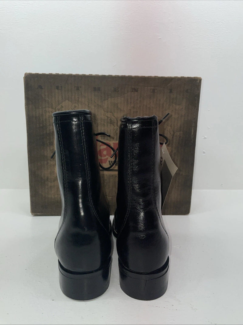 New Women’s Black Lace Up Laredo Cowboy Boots. 28 120 7.5 7 1/2 M. 17-106
