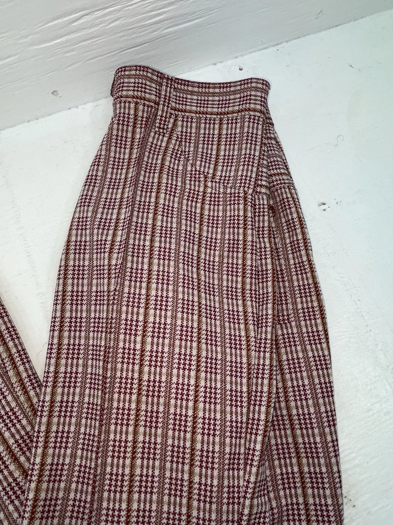 New Vintage Red Checkered Panhandle Slim Polyester Pants #8072 VV-107