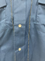New Women’s Champion Western Blue Designed Long Sleeve Pearl Snap 16 Large T-88