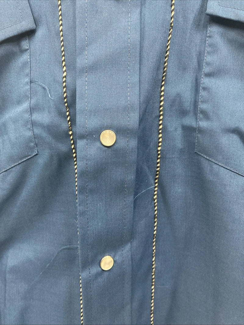 New Women’s Champion Western Blue Designed Long Sleeve Pearl Snap 16 Large T-88