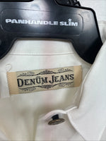 New Women’s Demum Jeans White Short Sleeve Button Up Shirt Medium YY-87