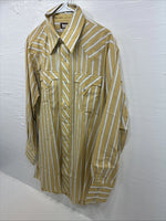 New Men’s Fenton Yellow White Stripe Long Sleeve Pearl Snap 16.5 Large V-114