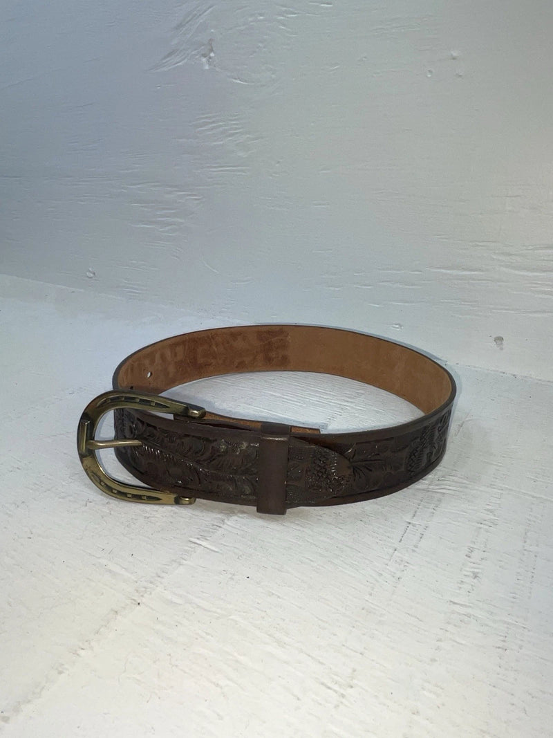 New Brown Genuine Leather Tooled 22” Belt #6400B NN-81