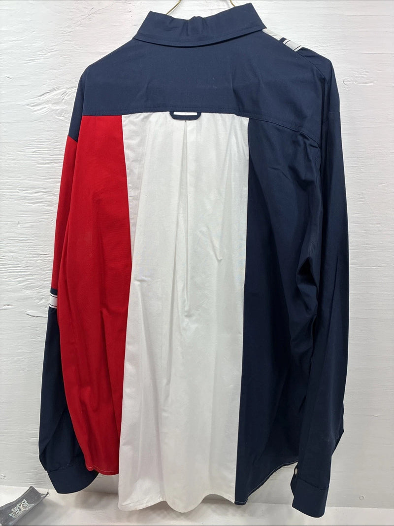 New Men’s Brooks & Dunn Red Blue White Long Sleeve Button Up 2XL H-70