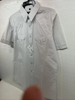 New Men’s White Horse White Stripe Short Sleeve Pearl Snap Large X-41