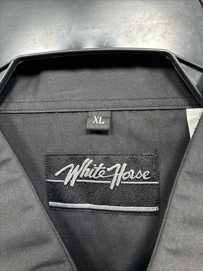New Men’s White Horse Black Wolf Embroidered Long Sleeve Pearl Snap XL T-1