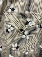 New Men’s ELY Plains Tan Black Floral Long Sleeve Pearl Snap 16 X 36 Large X-64