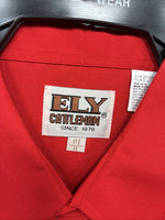 New Men’s ELY Cattleman Red Simple Short Sleeve Pearl Snap 17 XL J-22