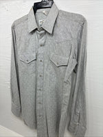 New Men’s Champion Western Gray Long Sleeve Pearl Snap 15.5 Medium F-105