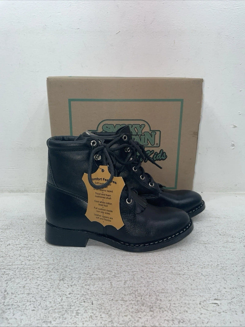 New Kids Black Lace Up Smoky Mountain Cowboy Boots. 3009 Y 3.5 3 1/2. 24-133