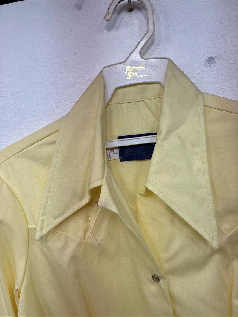 New Women’s Panhandle Slim Yellow Long Sleeve Pearl Snap 14 Medium II-82