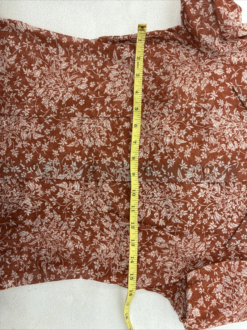 New Women’s Panhandle Slim Orange Long Sleeve Pearl Snap size 32 MM-2